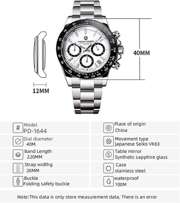 Pagani Design 1644 Montre à Quartz pour Hommes Montre Multifonction Chronographe... – Image 2