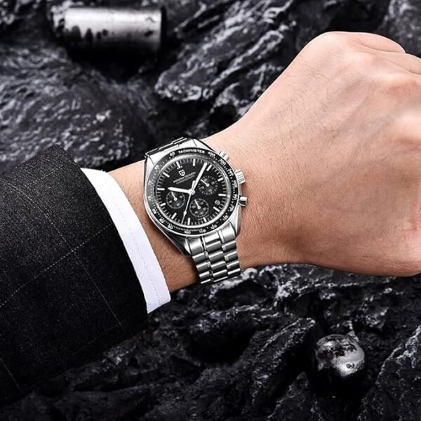 Pagani Design 1701 Montre chronographe Professionnelle pour Homme Mouvement à Quartz Japonais VK63 Lune en Acier Inoxydable 100 m Étanche Montre de Sport décontracté Date – Image 3