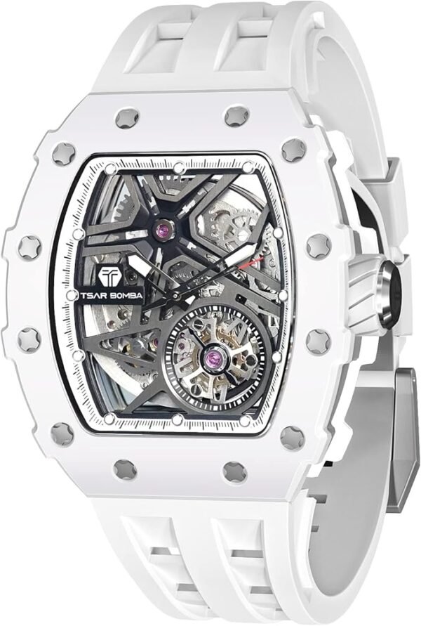 TSAR BOMBA Montre Automatique pour Hommes Montre mécanique Squelette de Luxe pour Hommes Sport...